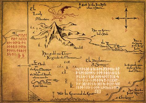 Tolkien Map Middle Earth Map The Hobbitthorins Map Map Etsy Middle