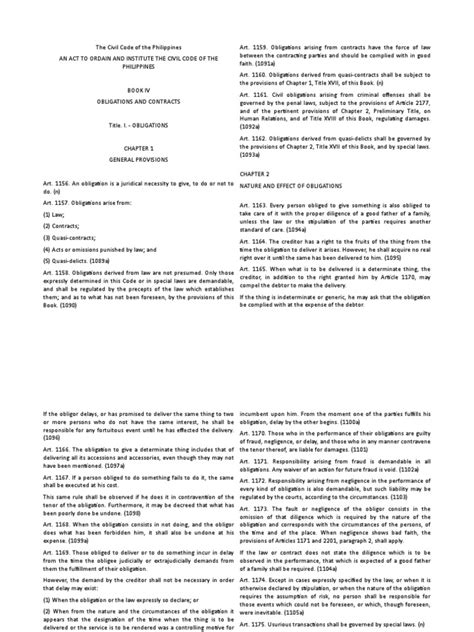 The Civil Code Of The Philippines Obligations And Contracts Pdf