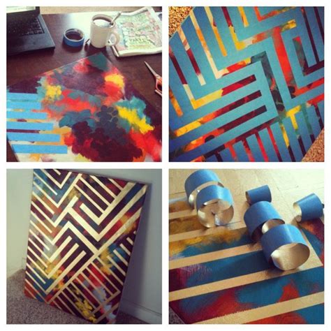Diy Painting Paint Canvas With Colors Tape Design With