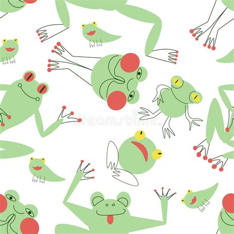 Seamless Pattern Green Frogs Stock Vector Illustration Of Wildlife