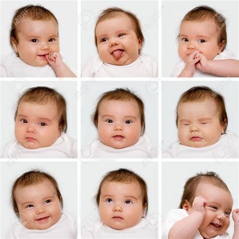 Portrait Of Newborn Baby With Different Facial Expressions Facial