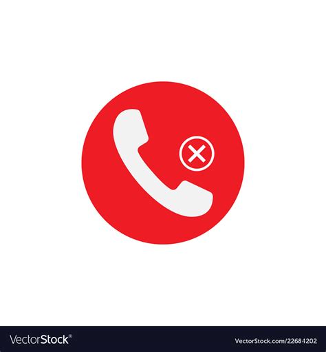 Phone Icon Missed Call Sign White On Red Vector Image