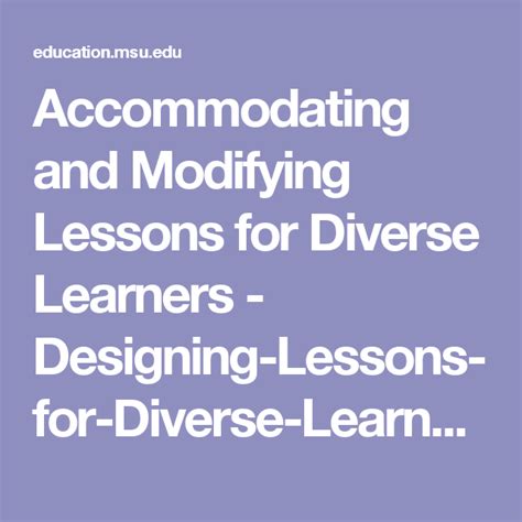 Accommodating And Modifying Lessons For Diverse Learners Designing