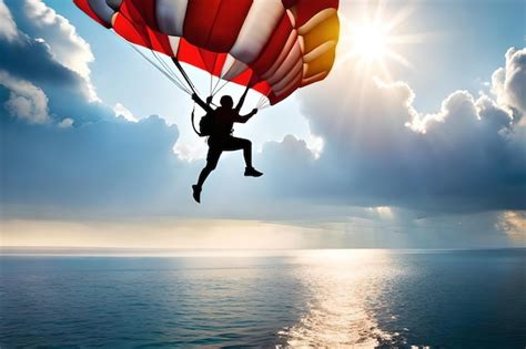 Premium Ai Image A Man Is Parachuting From The Sky