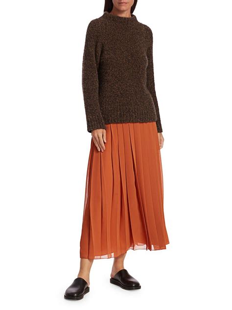 The Row Skirts Womens Magda Pleated Silk Skirt Terracotta