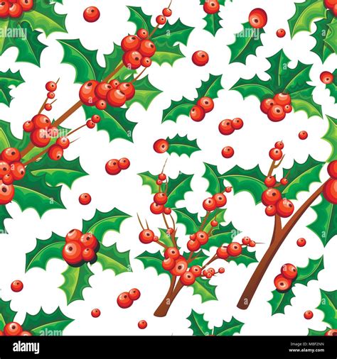 Seamless Pattern Of Christmas Mistletoe Branches Of Mistletoe With