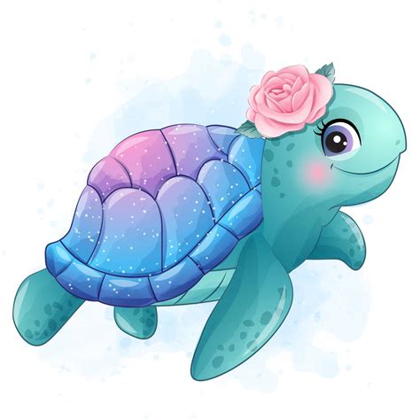 Cute Sea Turtle Clipart With Watercolor Illustration Etsy Uk Tartarugas Bonitas Ilustração