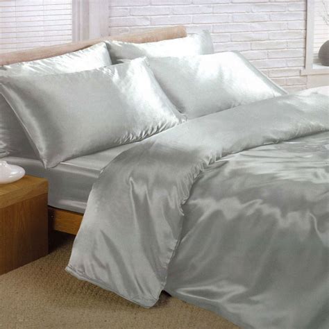 SATIN BEDDING SETS PIECE DUVET COVER FITTED SHEET PILLOWCASES EBay
