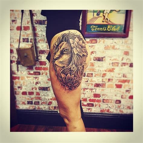 25 Best Detailed Lion Thigh Tattoos Images On Pinterest Thigh Tattoos
