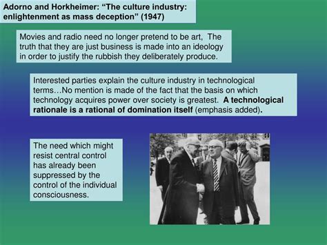 The false identity of the general and the particular. PPT - Adorno and Horkheimer: "The culture industry ...