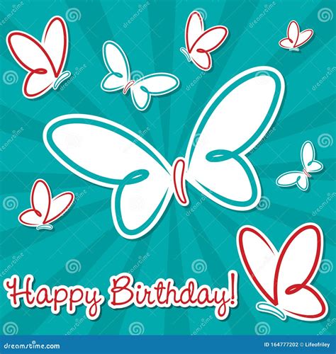 Happy Birthday Butterfly Card Stock Vector Illustration Of Abstract