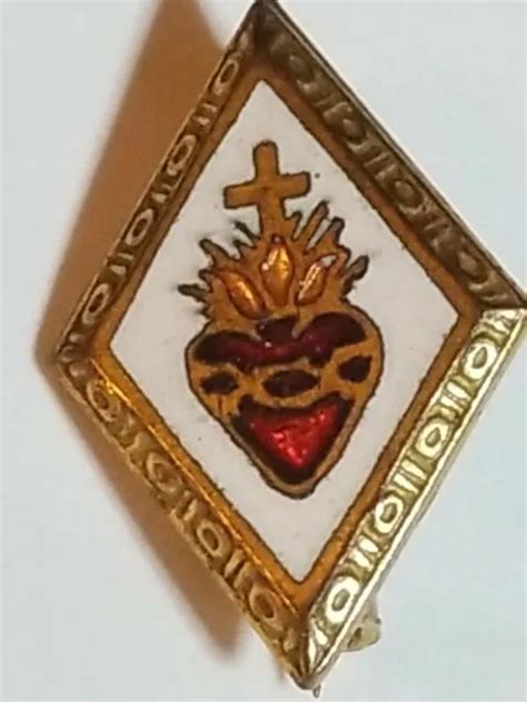 Sacred Heart Of Jesus Lapel Pin Cross Fire Brooch Badge Catholic