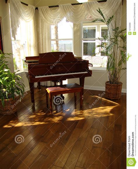 Living Room With Piano Stock Image Image Of Windows