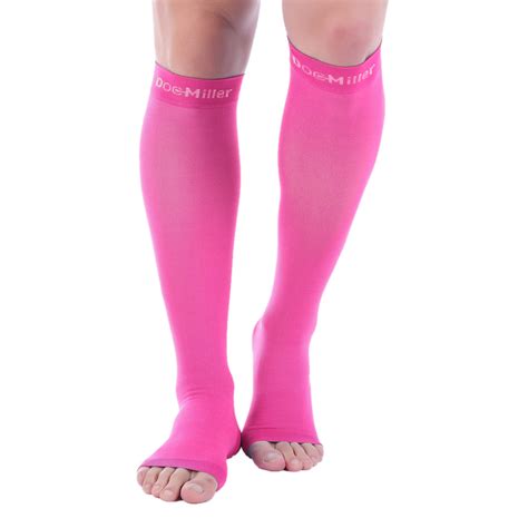 Open Toe Compression Socks 20 30 Mmhg Pink By Doc Miller