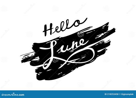 Very Simple Vector Lettering Hello June Isolated On White Stock