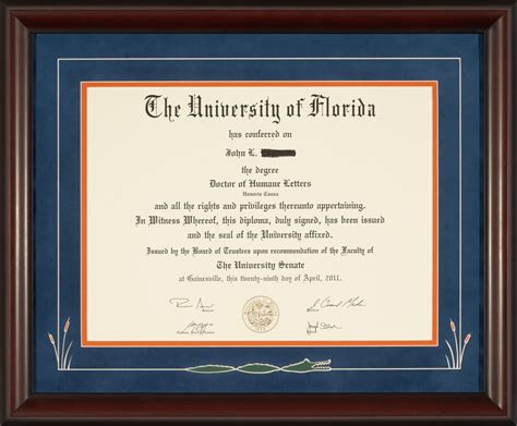 University Of Florida Diploma Frame With Swimming Gator Talking Walls