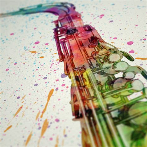 Saxophone Watercolour Abstract Art Print By Artpause