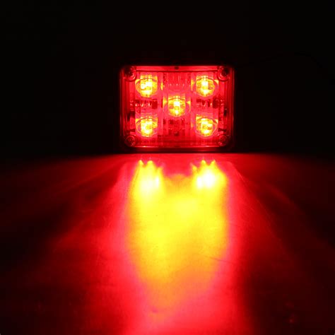 4x Square Led Red Flash Strobe Light Waterproof Truck Warning Emergency
