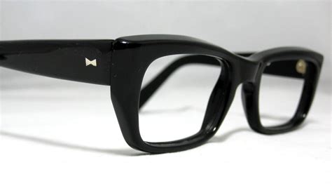vintage eyeglasses mens black horn rim frames etsy