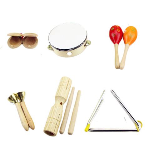 6pcs Orff Musical Instruments Kids Preschool Percussion Drum Toys Kit