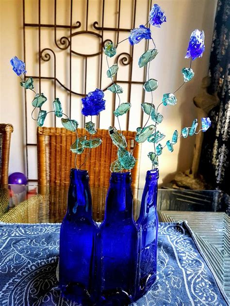 Fused Beerbottles Fused Carwindow Glass Leaves And Flowers Made From Light And Dark Fused Wine