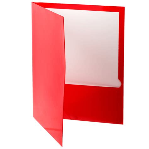 Oxford 51711 8 12 X 11 Red 2 Pocket High Gloss Laminated Paperboard