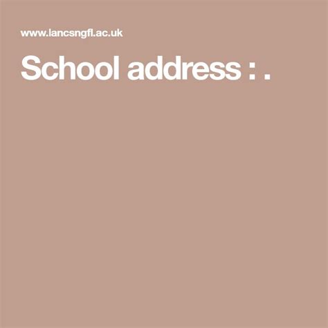 School Address School Address Eyfs School