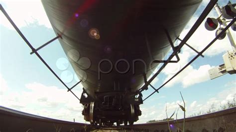 Hd 55 Pov Fast Freight Train Over Camera Position Stock Footage