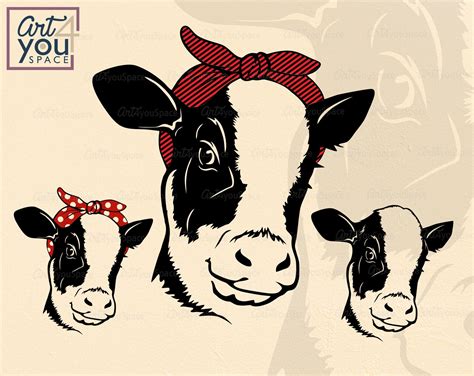 Cow With Bandana Svg Heifer Headband Svg File For Cricut Etsy