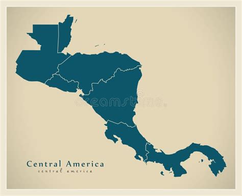 Modern Map Central America With Country Borders Stock Vector