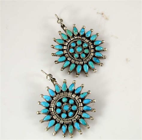 Vintage Zuni Dangle Turquoise Earrings Hoel S Indian Shop