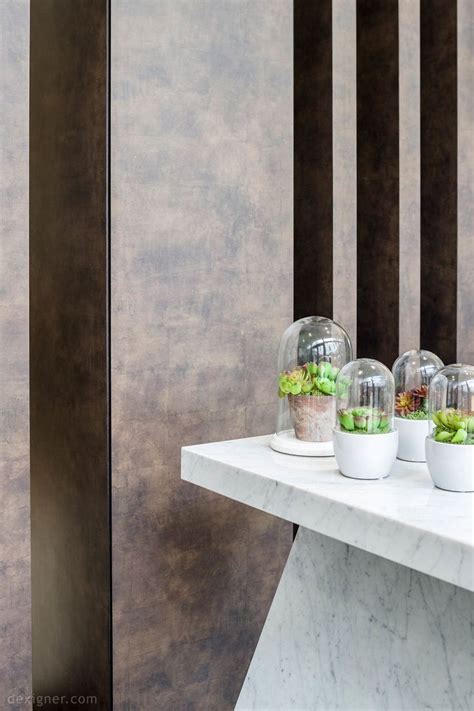 Three Glass Domes Filled With Plants On Top Of A Marble Counter