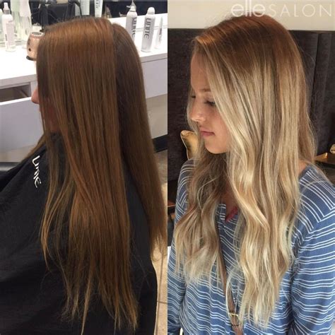 This needs to happen in order to lighten your hair so that it's a more receptive base color for blonde dye. Brunette to blonde! Hair by @jordynf_ellesalon | Brunette ...