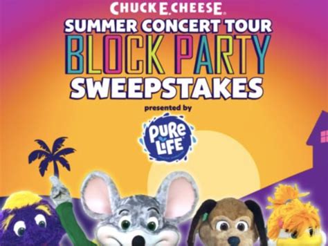 Chuck E Cheese Summer Concert Tour Block Party Sweepstakes
