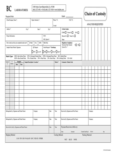 Chain Of Custody Form Template Word Fill Online Printable Fillable