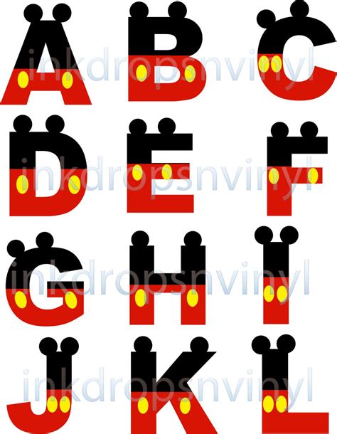 Free Printable Mickey Mouse Alphabet Letters