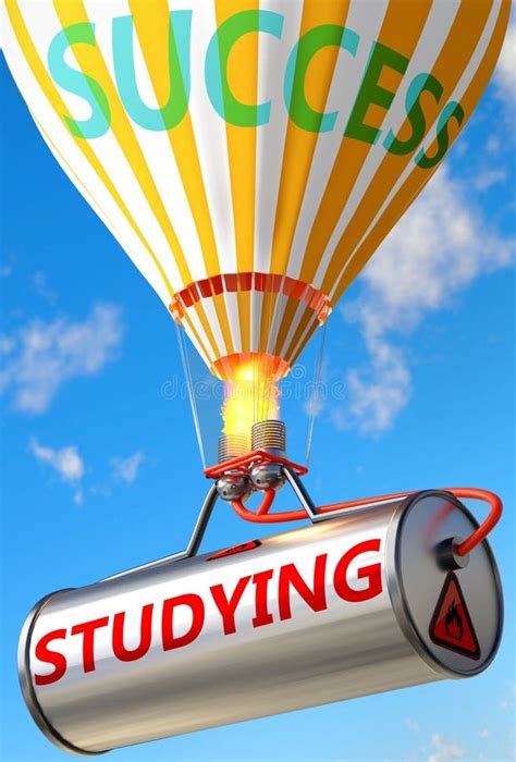 Studying And Success Pictured As Word Studying And A Balloon To
