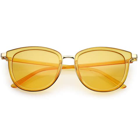 translucent metal trim square horn rimmed sunglasses color tinted lens 53mm gold orange