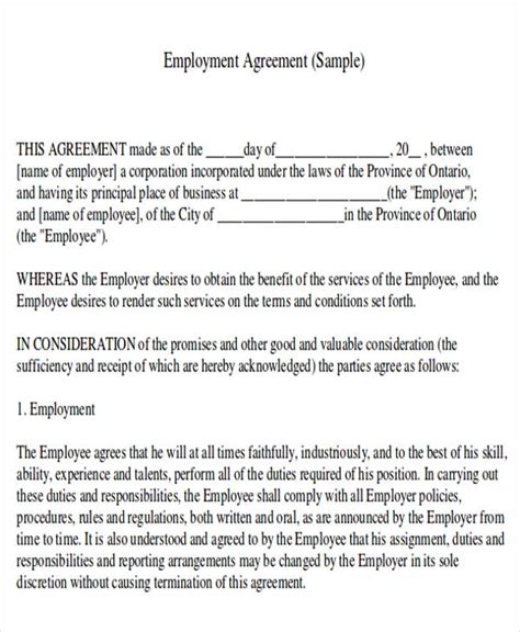 Free 7 Job Agreement Contract Samples In Ms Word Pdf