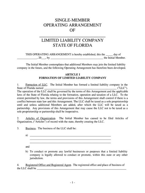 Florida Multi Member Llc Operating Agreement Template Fill Online