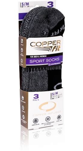 Copper Fit Small Compression Sport Socks Black 3 Pk Kroger