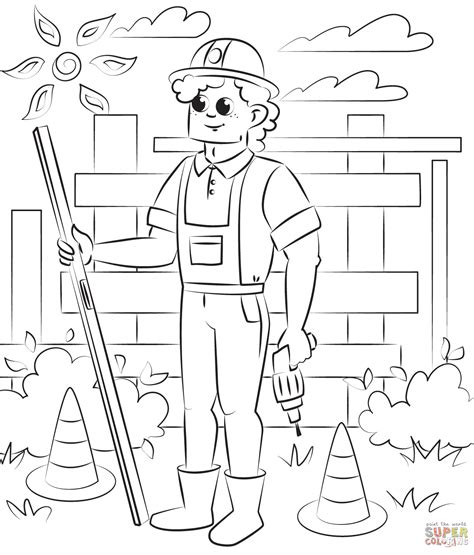 Happy Construction Worker Coloring Pages Coloriages De Construction