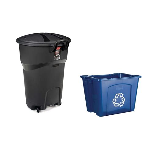 Rubbermaid Roughneck 32 Gal Black Wheeled Trash Can With 14 Gal