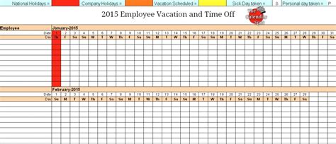 Tracking Employee Time Off Excel Template — Db