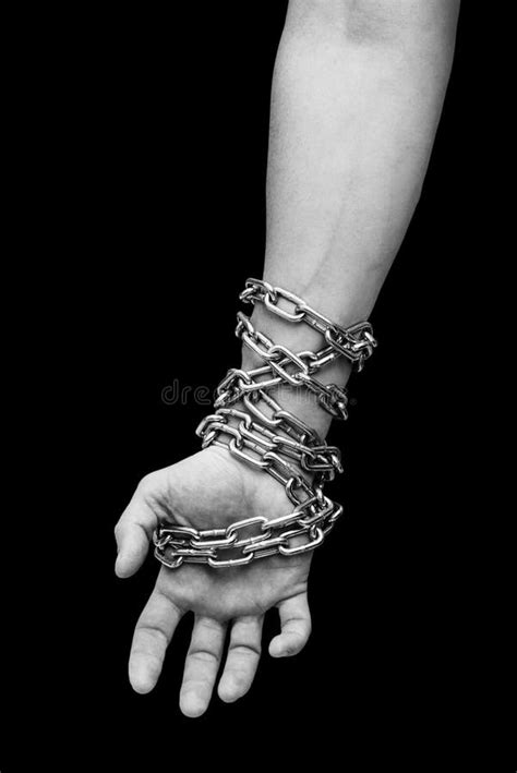 Hand Of Slave With Chains Hand Tied Chain Stock Photo Image Of