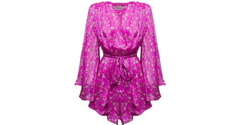 Sabina Musayev Satin Womans Florian Pink Floral Printed Dress Lyst