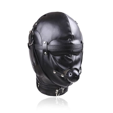 Bondage Restraint Sex Toys Headgear With Mouth Ball Gag Bdsm Erotic Pu Leather Sex Hood Mask
