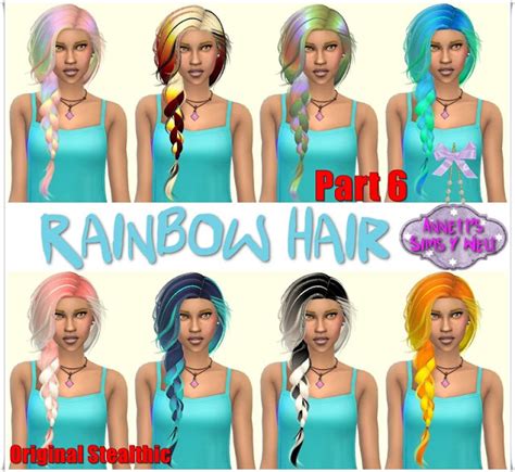 Rainbow Hair Part 6 Original Stealthic Sims 4 Hair