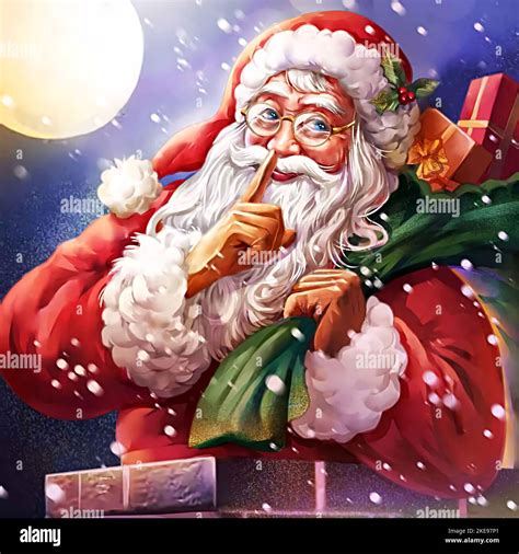 Santa Claus Portrait Illustration On Christmas Eve Stock Photo Alamy