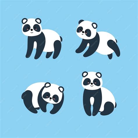 Premium Vector Set Of Awesome Pandas Vector Illustration In Flat